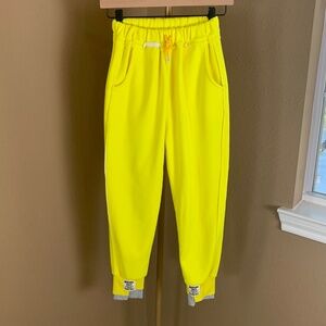 Rostory Child Kids Neon Yellow Fleece Jogger Sweatpants Elastic Waist